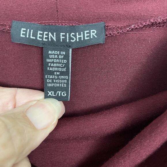 Eileen Fisher Tunic Top Size XL Burgundy Cowl Neck Minimalist Lagenlook Capsule - Picture 3 of 8